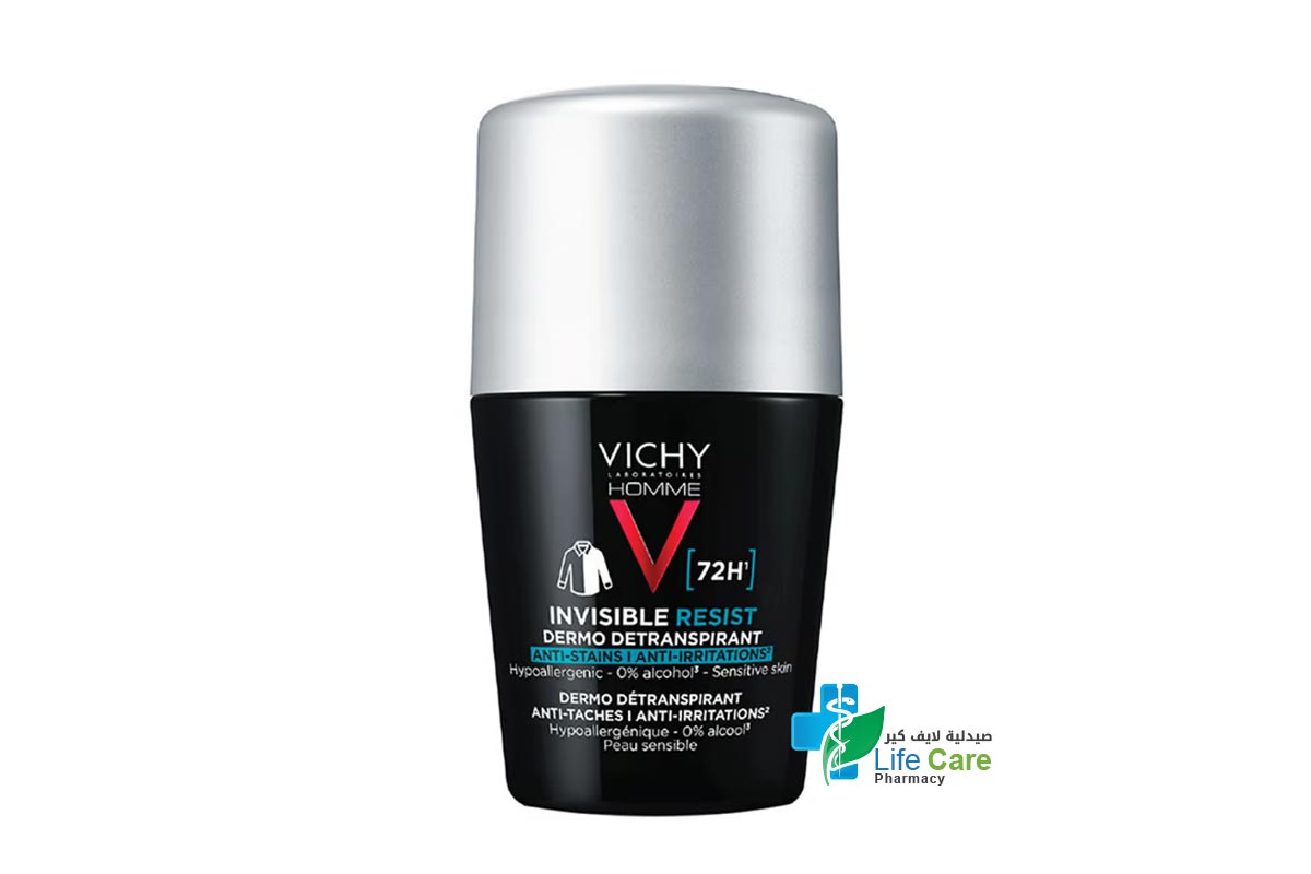 VICHY DEODRANT HOMME INVISIBLE RESIST 72 HOURS 50 ML - Life Care Pharmacy