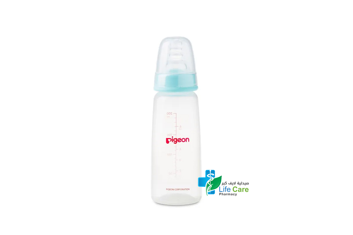 PIGEON FLEXIBLE PLASTIC BOTTLE 4 PLUS MONTHS COLOR BLUE 200 ML - Life Care Pharmacy