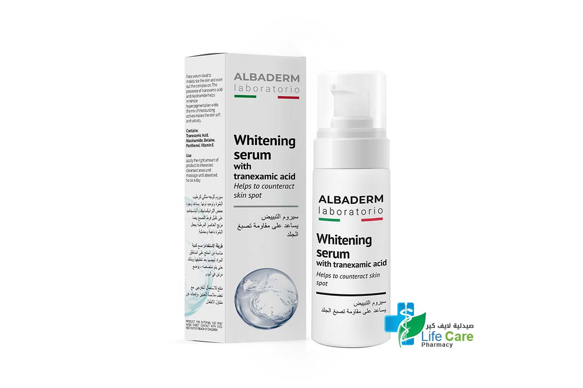 ALBADERM WHITENING SERUM WITH TRANEXAMIC ACID AND NIACINAMIDE 30 ML - Life Care Pharmacy