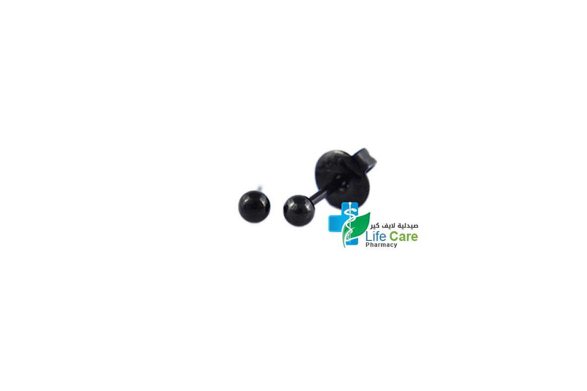 PRIMED EAR PIERCING 24-313 S/S 3MM BALL BLACK PLATING - Life Care Pharmacy