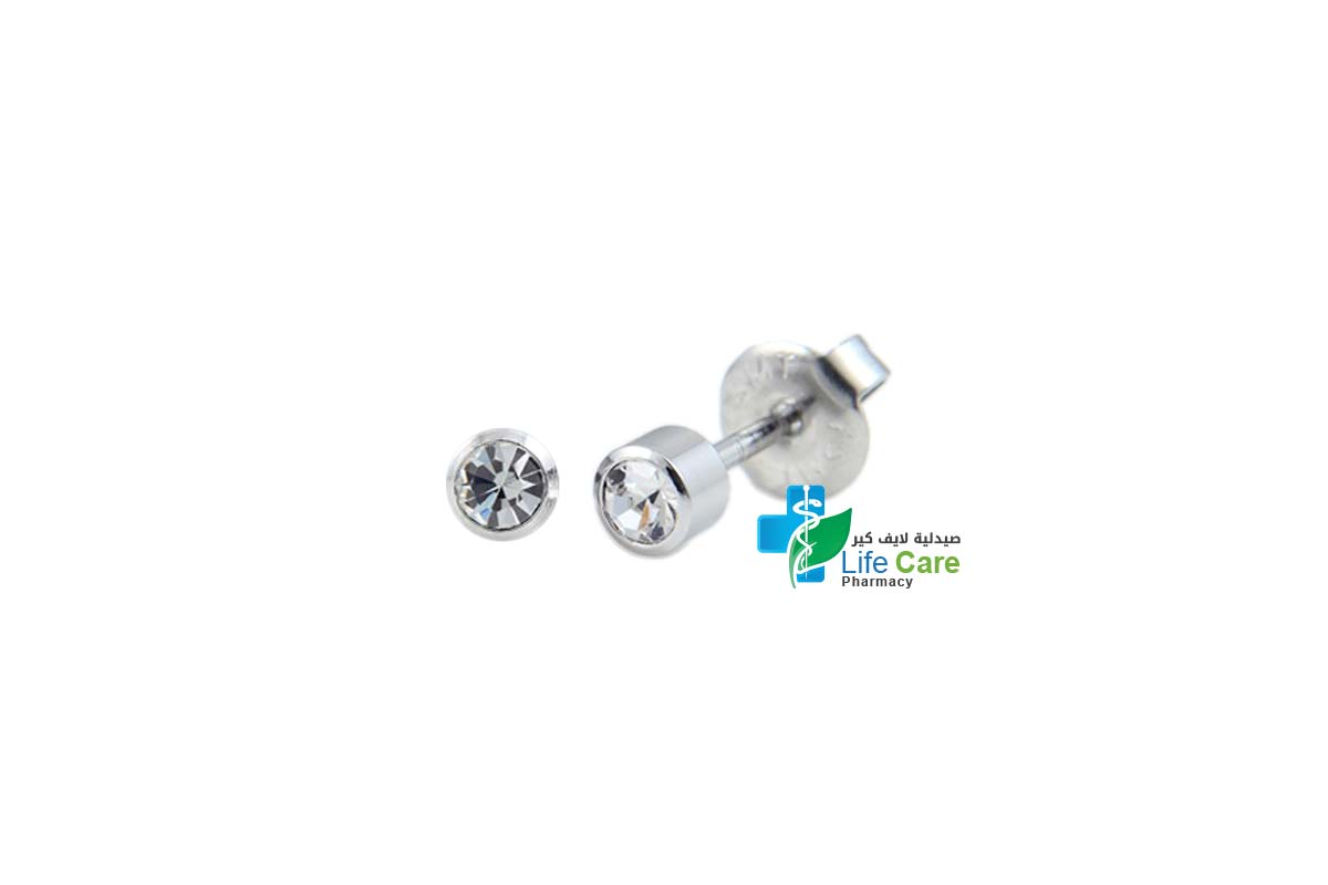 PRIMED EAR PIERCING 21-304 S/S 4MM TOP 3MM CRYSTAL APRIL CLEAR - Life Care Pharmacy