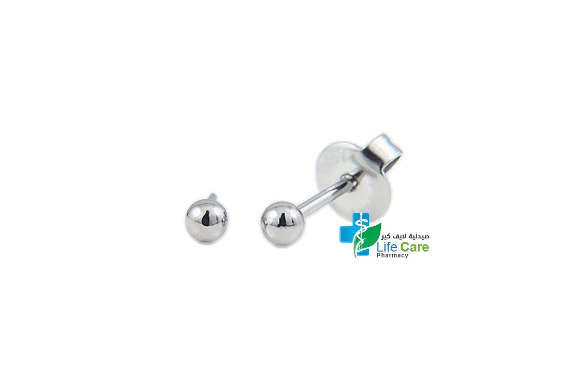 PRIMED EAR PIERCING 23-300 S/S 3MM BALL SILVER - Life Care Pharmacy