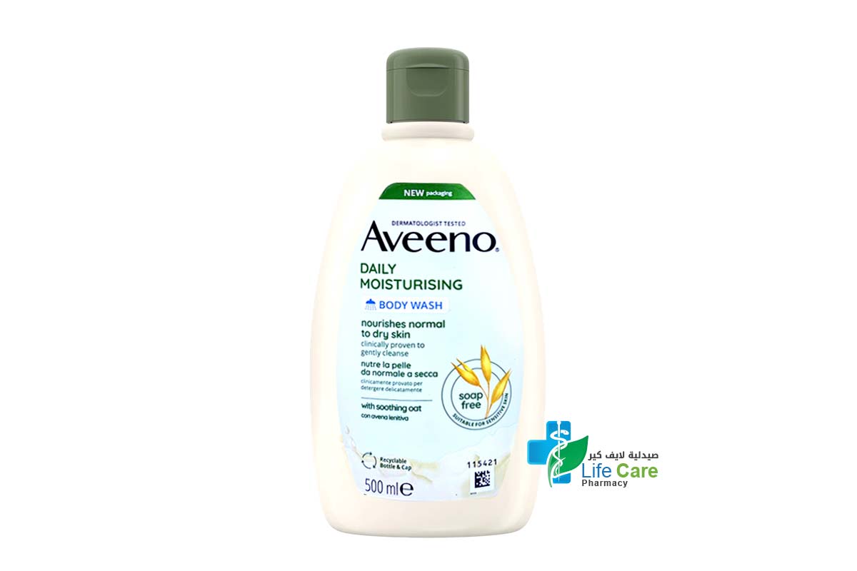 AVEENO DAILY MOISTURISING BODY WASH NOURISHES NORMAL TO DRY SKIN SOAP FREE 500 ML - Life Care Pharmacy