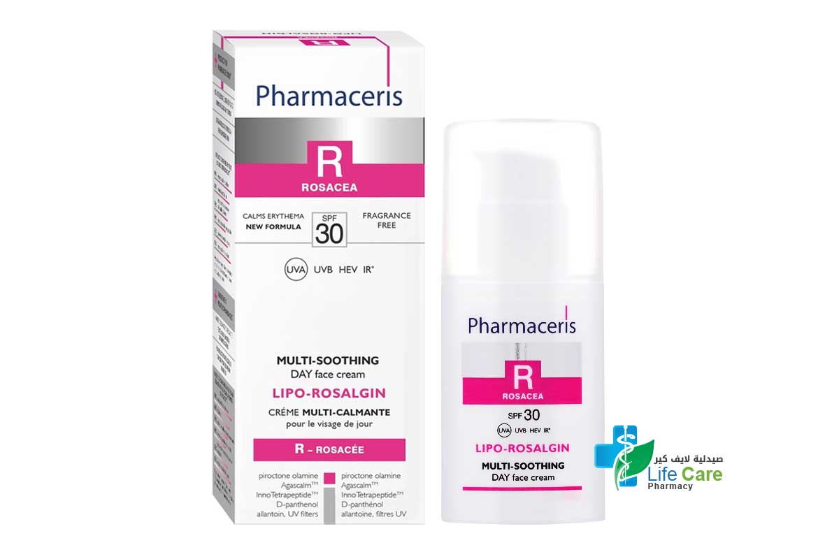 PHARMACERIS R ROSACEA LIPO ROSALGIN SPF30 MULTI SOOTHING DAY CREAM 30 ML - Life Care Pharmacy