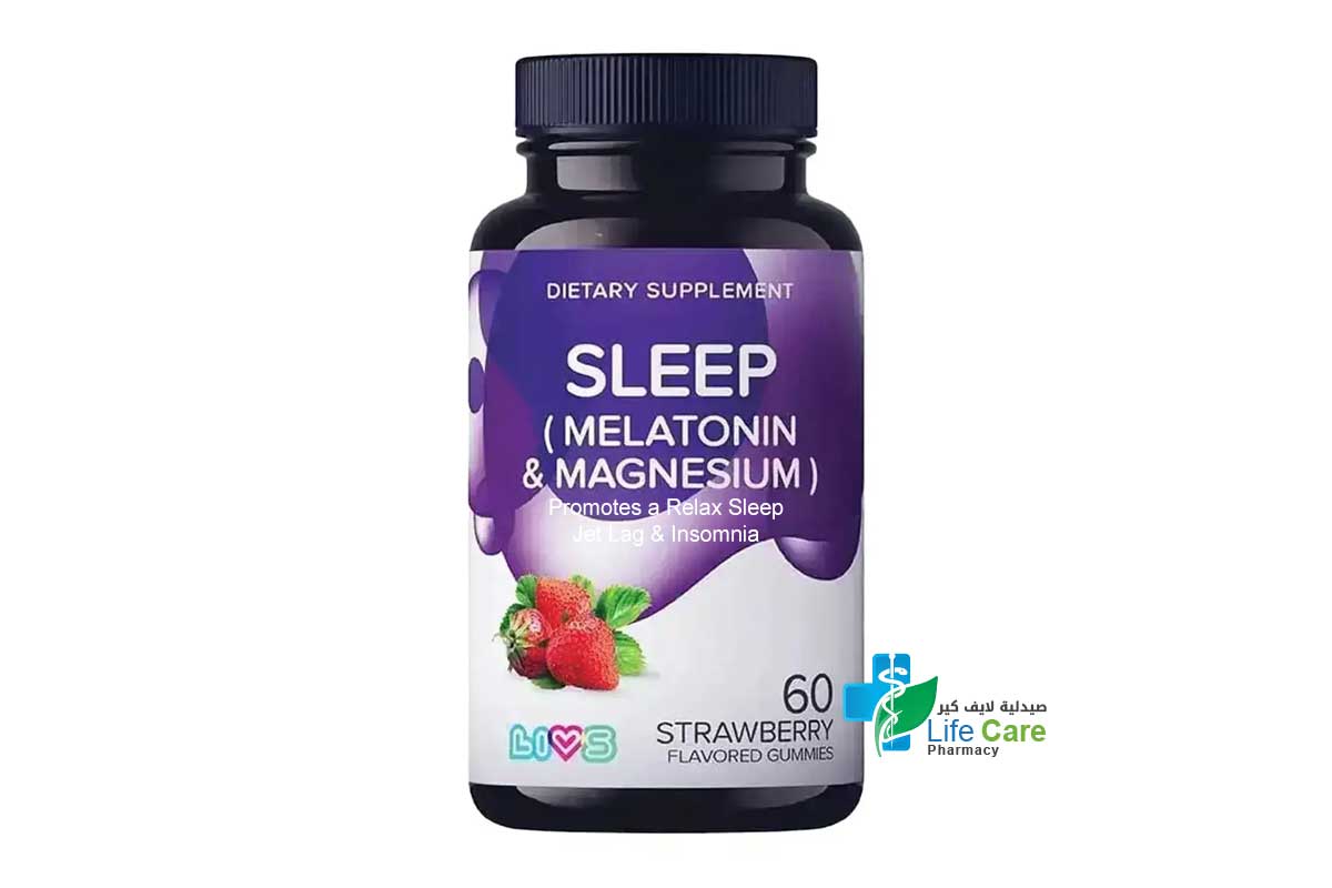 LIVS SLEEP MELATONIN 3MG AND MAGNESIUM STRAWBERRY FLAVORED 60 GUMMIES - Life Care Pharmacy