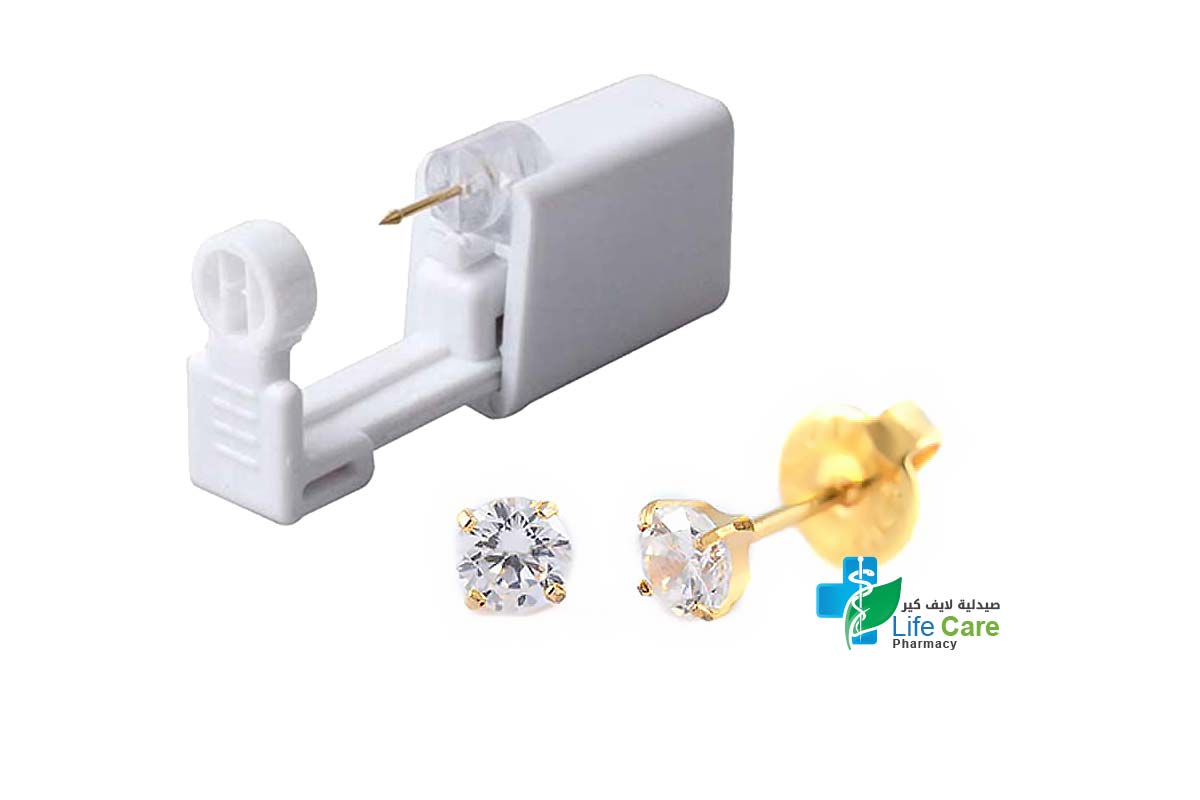 PRIMED EAR PIERCING 34-404 G/P 4 MM CZ CLEAR WITH GUN - Life Care Pharmacy