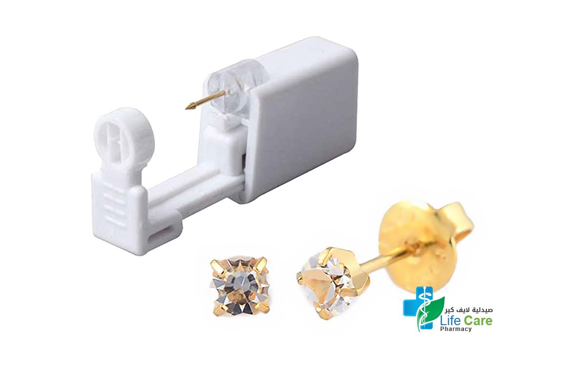 PRIMED EAR  PIERCING 32-404 G/P 4MM CRYSTAL APRIL CLEAR WITH GUN - Life Care Pharmacy