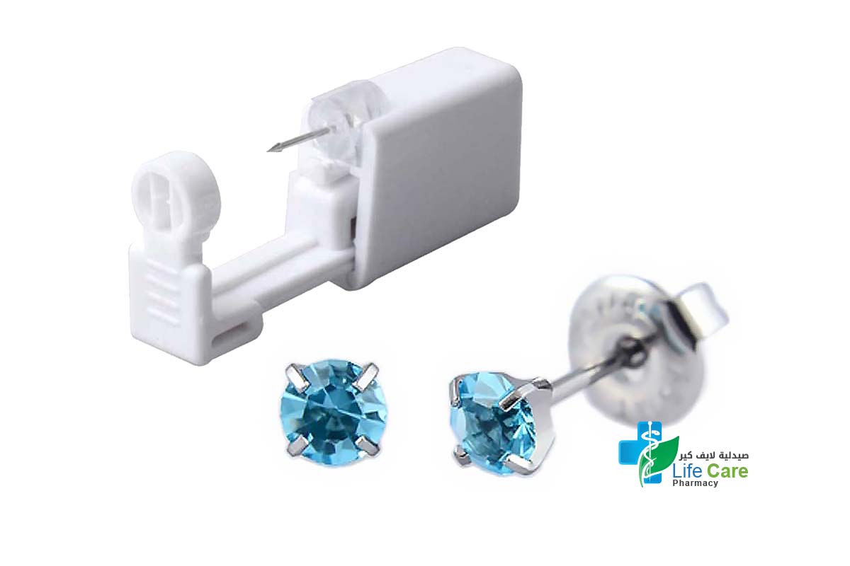 PRIMED EAR PIERCING 31-403 S/S 4 MM CRYSTAL MARCH / AQUAMANNE WITH GUN - Life Care Pharmacy