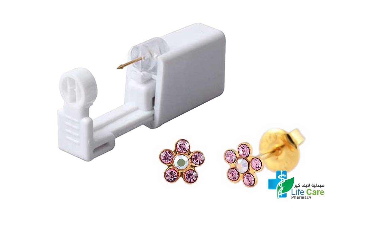 PRIMED EAR PIERCING 52-664 G/P 6 MM DAISY CRYSTAL AB+ROSE WITH GUN - Life Care Pharmacy