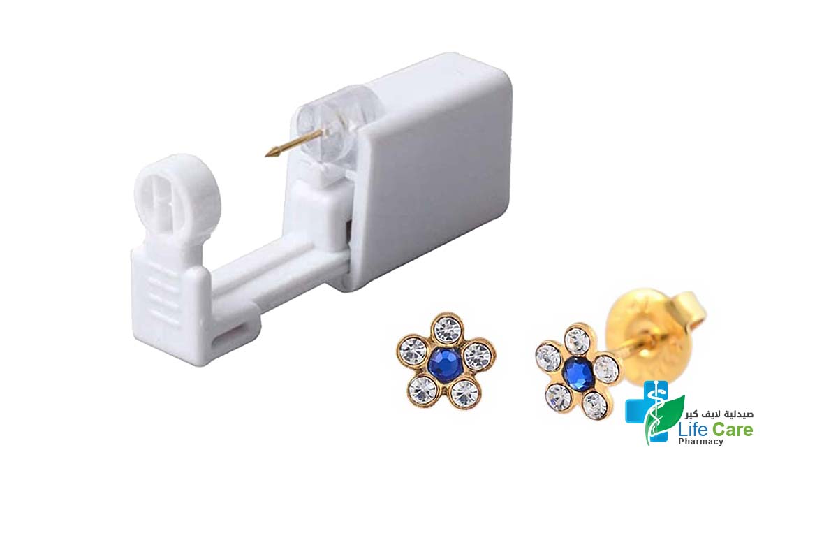 PRIMED EAR PIERCING 52-665 G/P 6MM DAISY SAPPHIRE+CRYSTAL CLEAR WITH GUN - Life Care Pharmacy