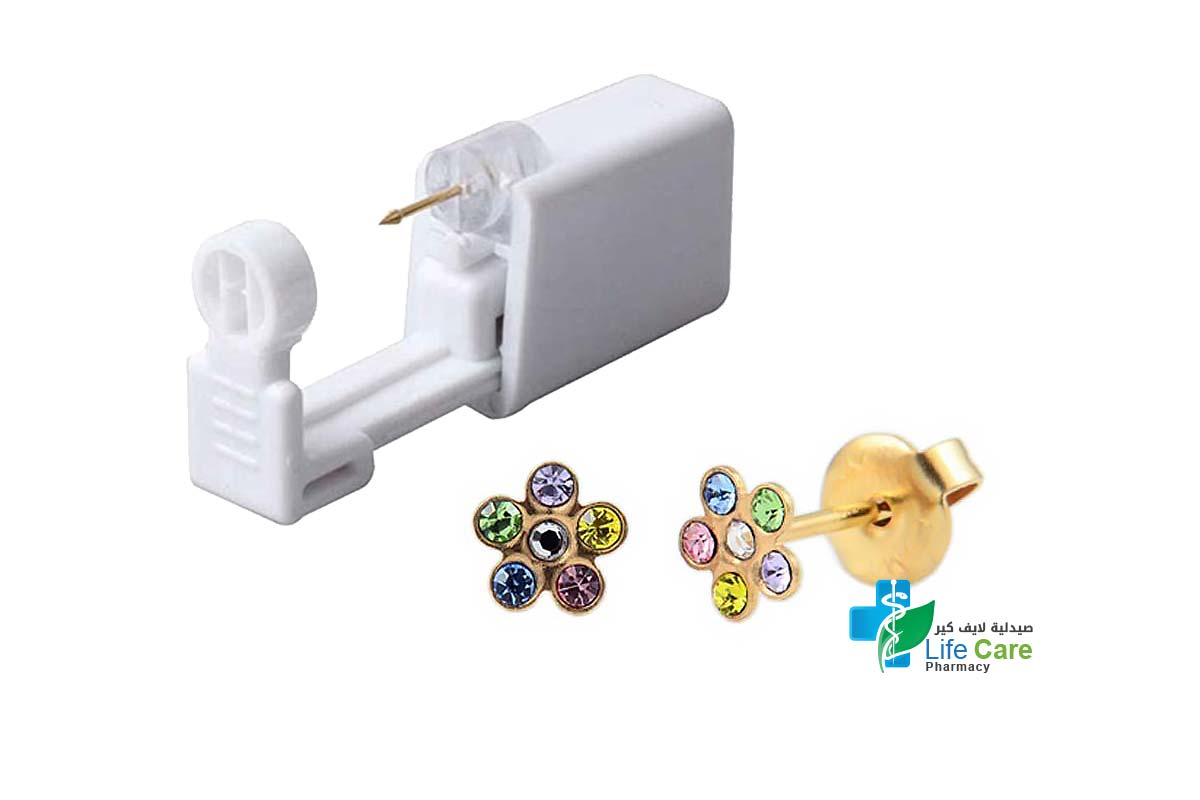 PRIMED EAR PIERCING 52-661 G/P 6MM DAISY RAINBOW WITH GUN - Life Care Pharmacy