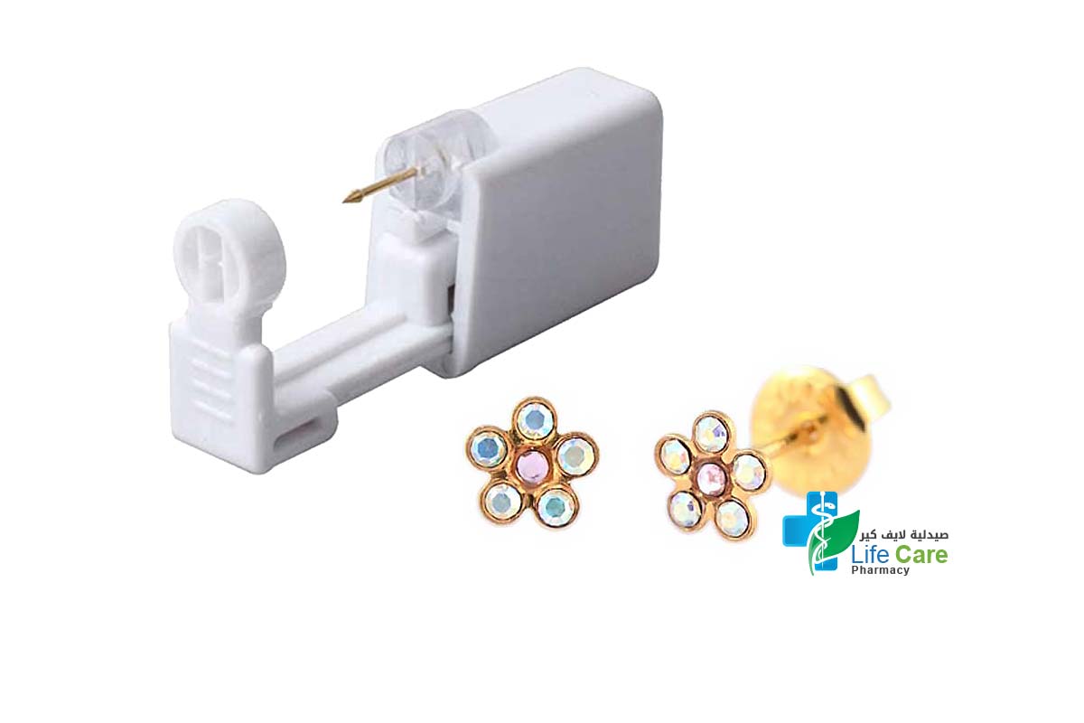 PRIMED EAR PIERCING 52-663 G/P 6 MM DAISY ROSE+ CRYSTAL AB WITH GUN - Life Care Pharmacy