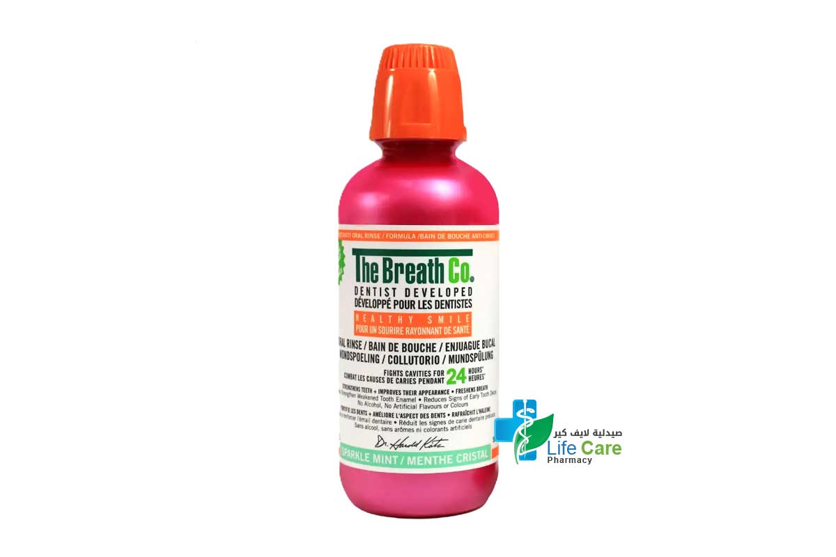 THE BREATH CO SPARKLE MINT HEALTHY SMILE MOUTHWASH 24H 500ML - Life Care Pharmacy