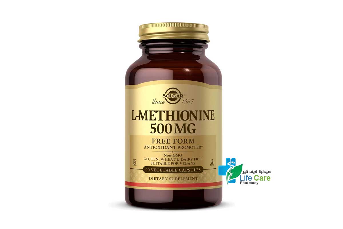 SOLGAR L-METHIONINE 500MG 90 VEGETABLE CAPSULES - Life Care Pharmacy