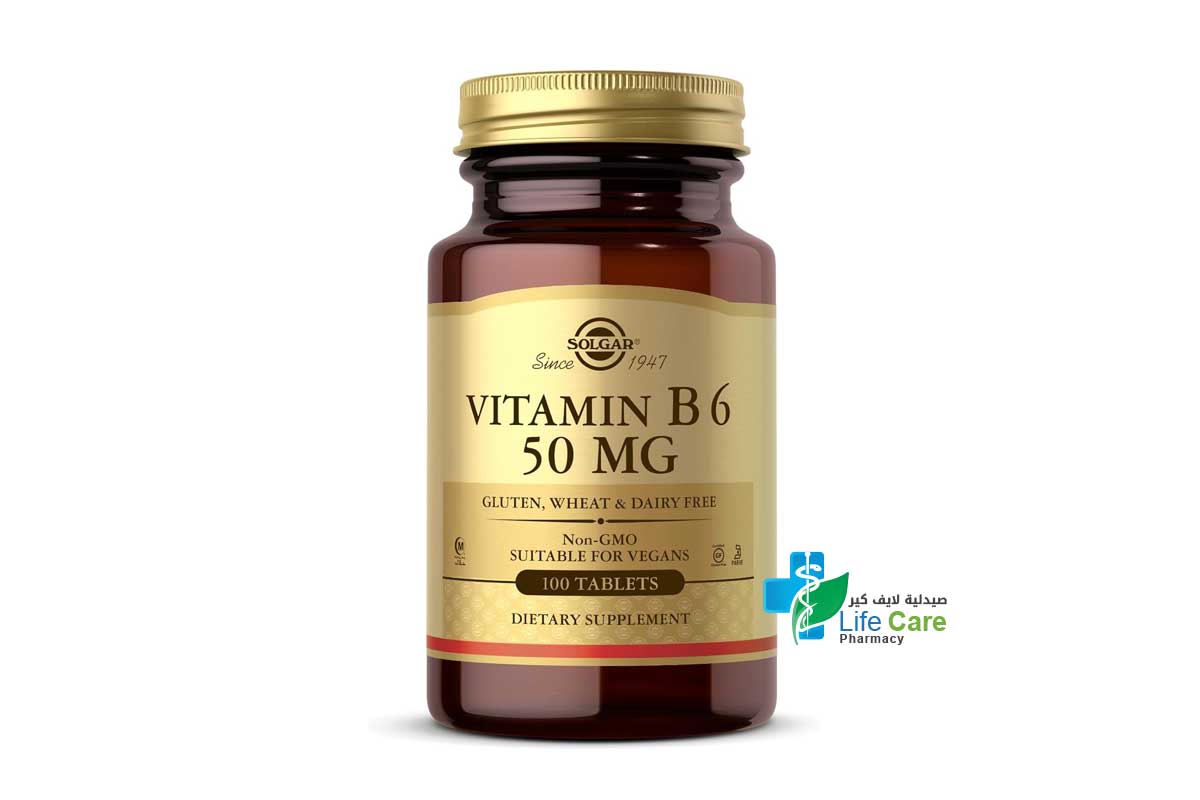 SOLGAR VITAMIN B6 50MG 100 TABLETS - Life Care Pharmacy