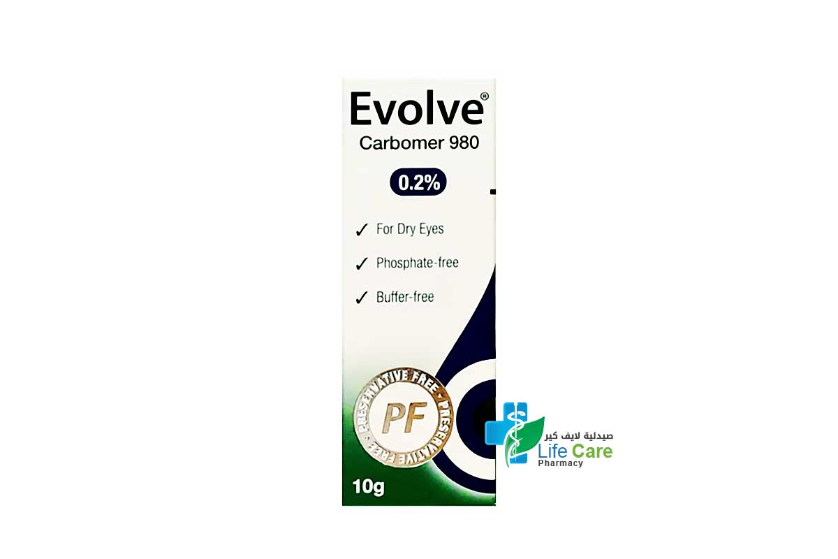 EVOLVE CARBOMER 980 0.2% LONG LASTING EYE GEL 10 GM - Life Care Pharmacy