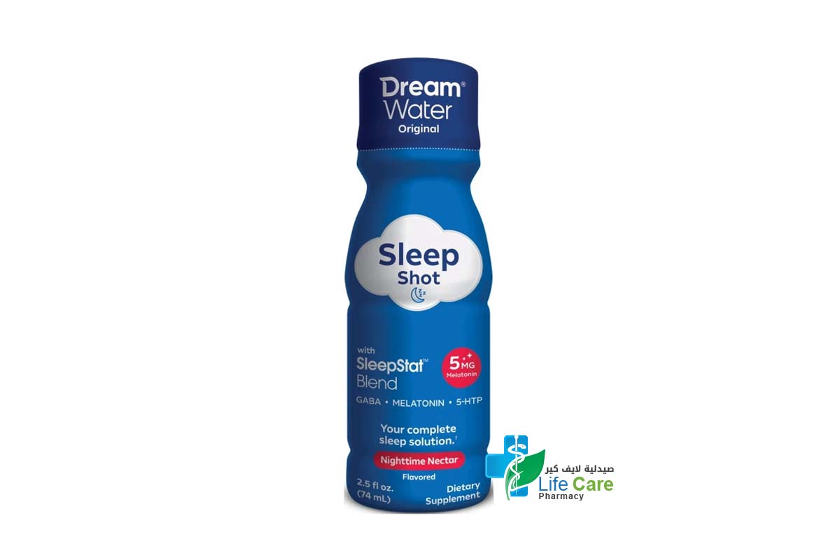 DREAM WATER SLEEP SHOT 5MG MELATONIN NIGHT TIME NECTAR 74 ML - Life Care Pharmacy