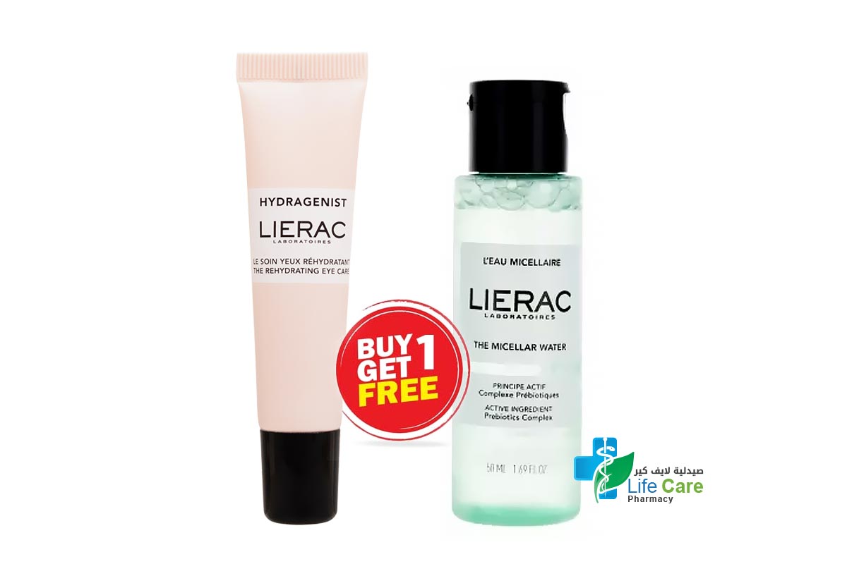 BOX BUY1GET1 LIERAC EYE CARE 15 ML PLUS THE MICELLAR WATER 50 ML - Life Care Pharmacy