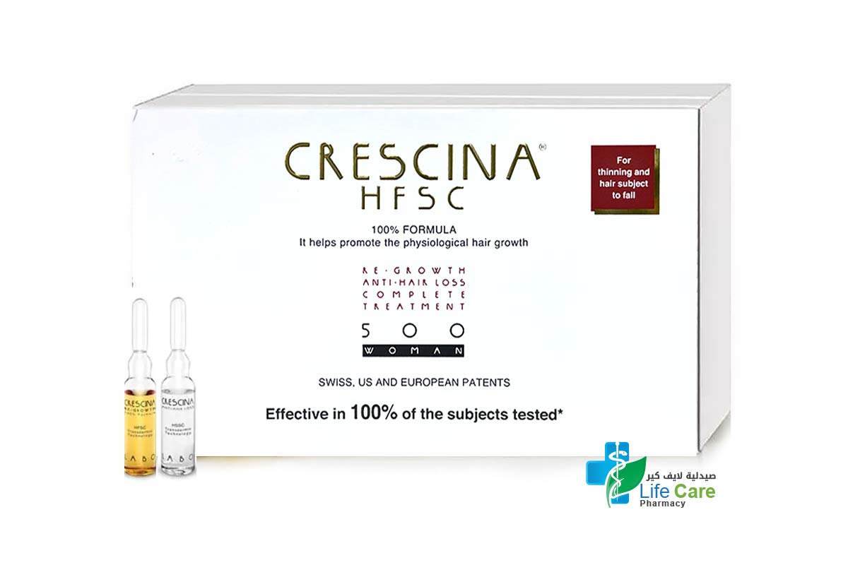 CRESCINA HFSC 100% FORMULA 500 WOMAN HAIR TREATMENT 10 PLUS 10 X3.5 ML VIALS - Life Care Pharmacy