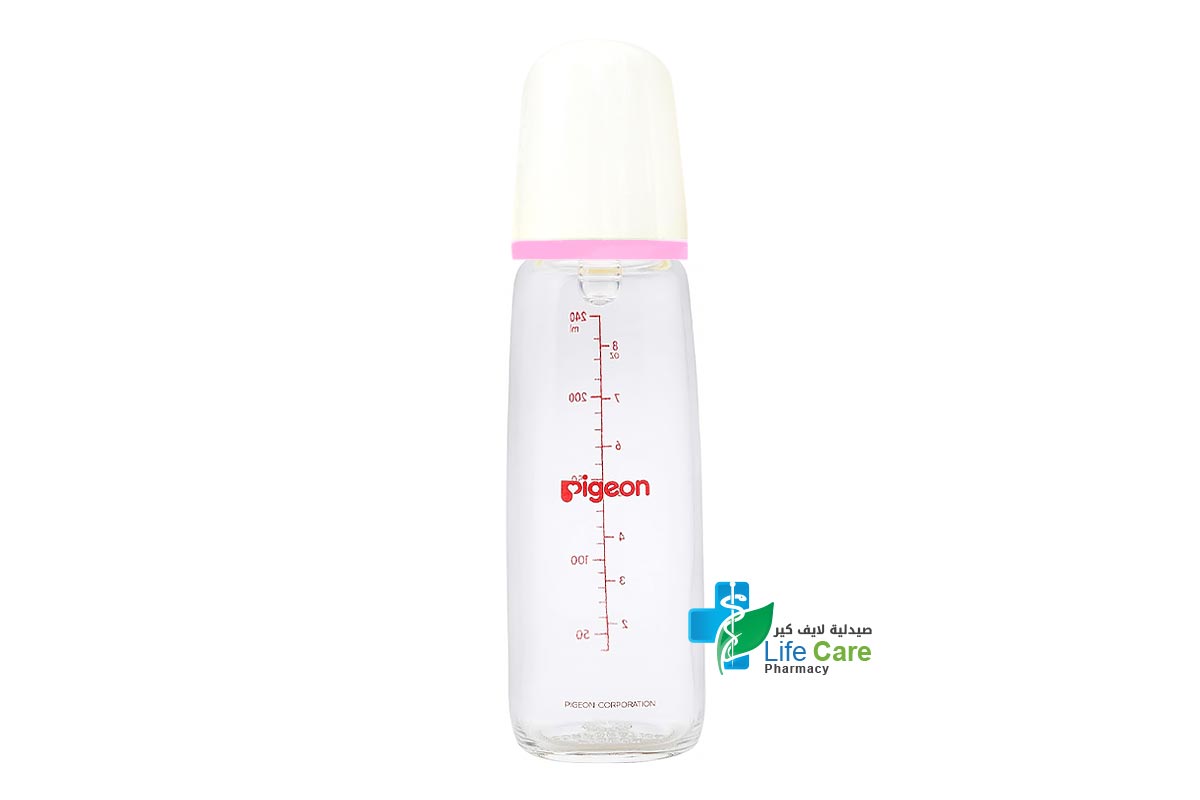 PIGEON FLEXIBLE PLASTIC BOTTLE 4 PLUS MONTHS COLOR WHITE AND PINK 240 ML - Life Care Pharmacy