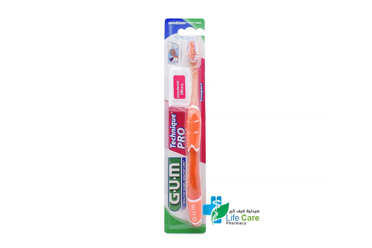 GUM TECHNIQUE PRO COMPACT TOOTHBRUSH MEDIUM COLOR ORANGE 528 - Life Care Pharmacy