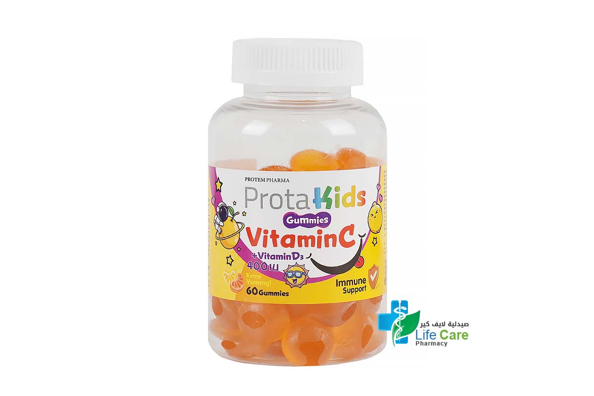 PROTEM PHARMA PROTA KIDS VITAMIN C PLUS VITAMIN D3 - 400 IU 60 GUMMIES - Life Care Pharmacy