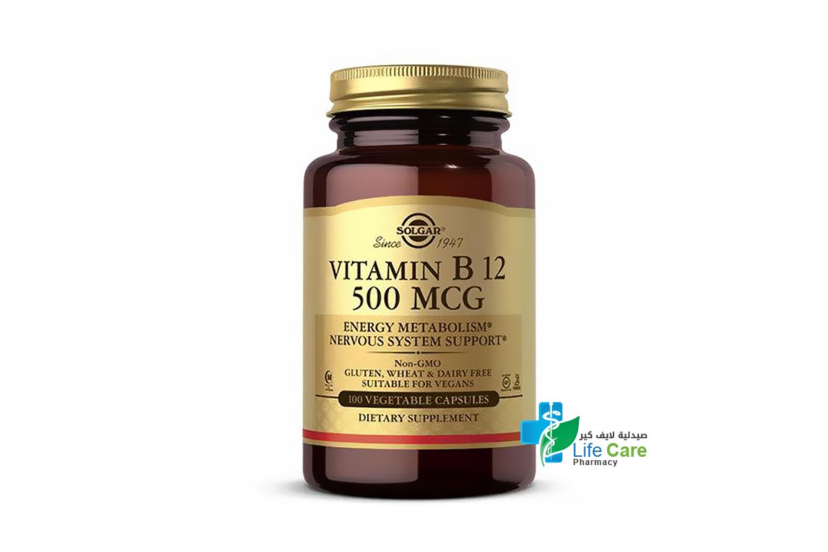 SOLGAR VITAMIN B12 500MCG 100 VEGETABLE CAPSULES - Life Care Pharmacy