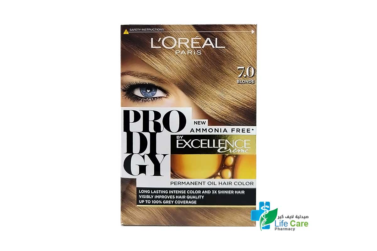 LOREAL PRODIGY EXCELLENCE CREME PERMANENT OIL HAIR COLOR BLONDE NO 7 - Life Care Pharmacy