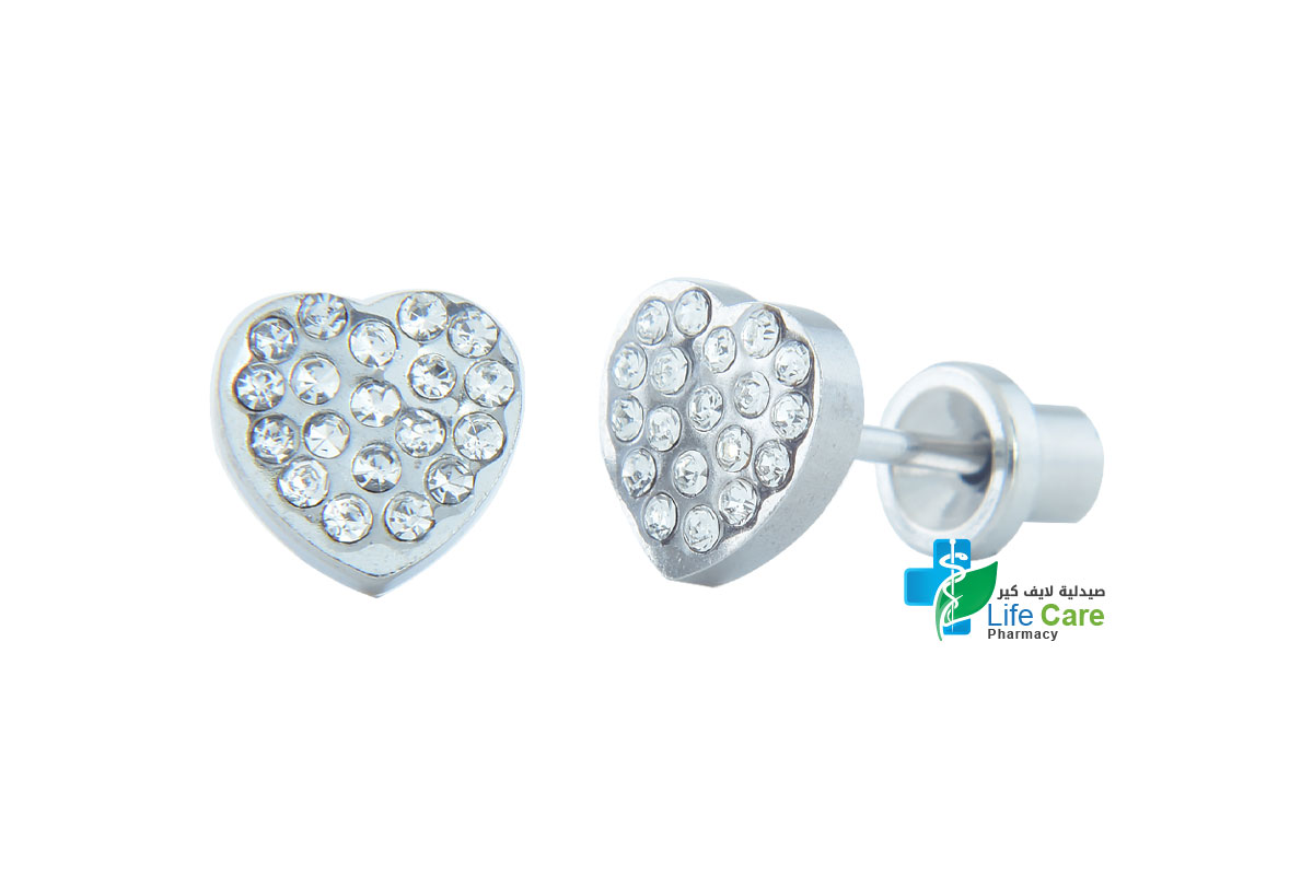 PRIMED EAR PIERCING Q8-033SSH S/S7MM HEART CRYSTAL - Life Care Pharmacy