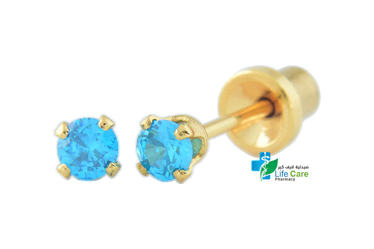 PRIMED EAR PIERCING Q8-042 G/P 3MM CZ AQUAMARINE - Life Care Pharmacy