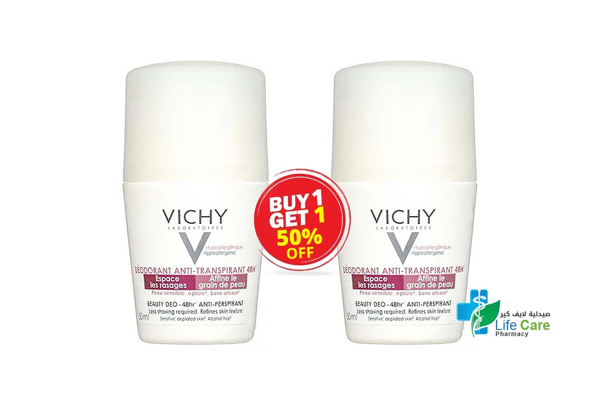 BOX VICHY DEODORANT BUY1GET1 50% OF ANTI TRANSPIRANT 48H PINK 50 ML - Life Care Pharmacy