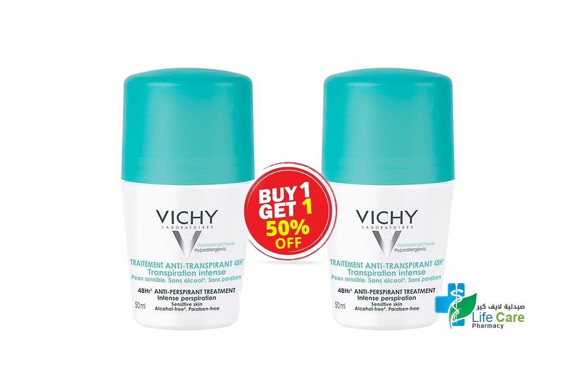 BOX VICHY DEODORANT BUY1GET1 50% OF ANTI TRAITEMENT 48H GREEN 50 ML - Life Care Pharmacy