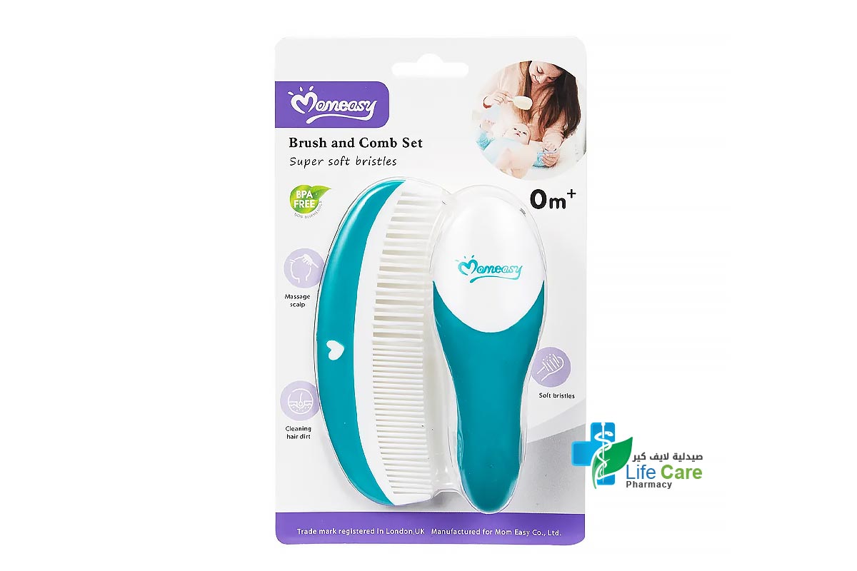 MOMEASY BRUSH AND COMB SET FROM 0 MONTH COLOR GREEN - Life Care Pharmacy