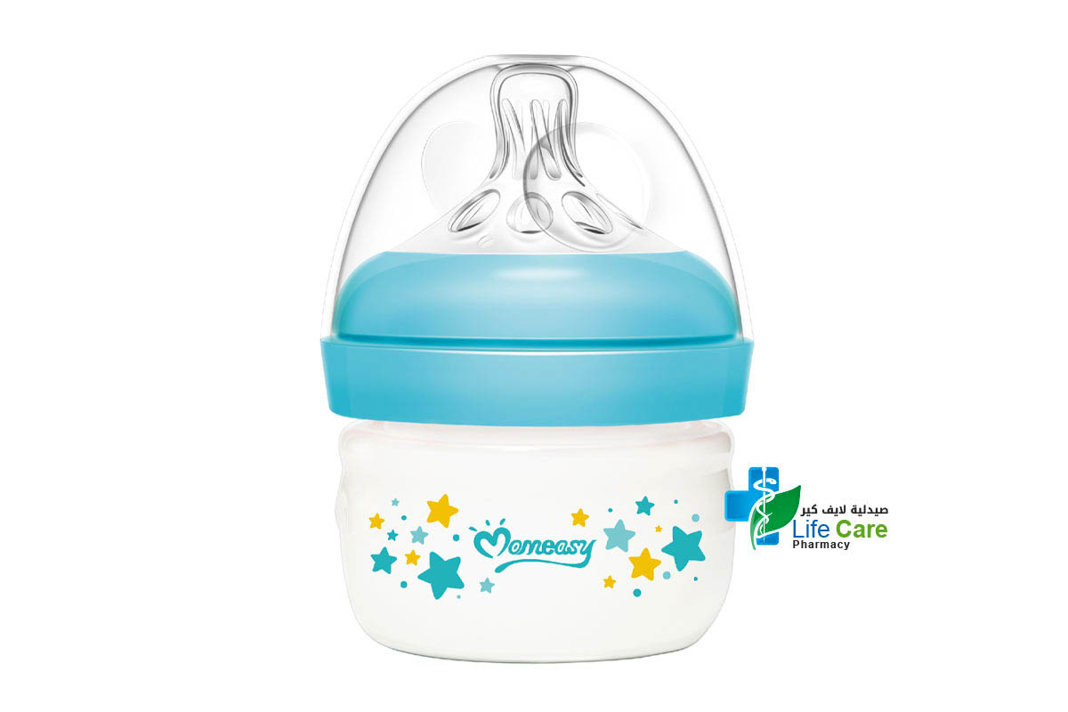 MOMEASY WIDE NECK FEEDING PLASTIC BOTTLE FROM 0 MONTHS COLOR BLUE GREEN 60 ML - Life Care Pharmacy