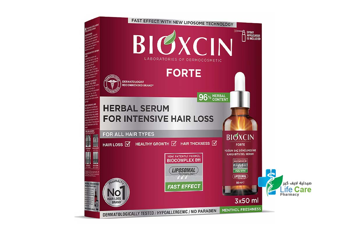 BIOXCIN FORTE HERBAL SERUM FOR INTENSIVE HAIR LOSS 3X50 ML - Life Care Pharmacy