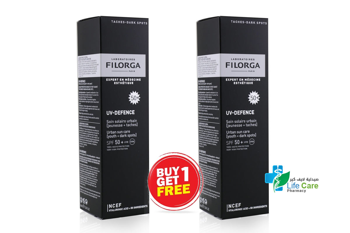 BOX BUY1GET1 FILORGA UV DEFENCE SPF 50 PLUS 40 ML - Life Care Pharmacy