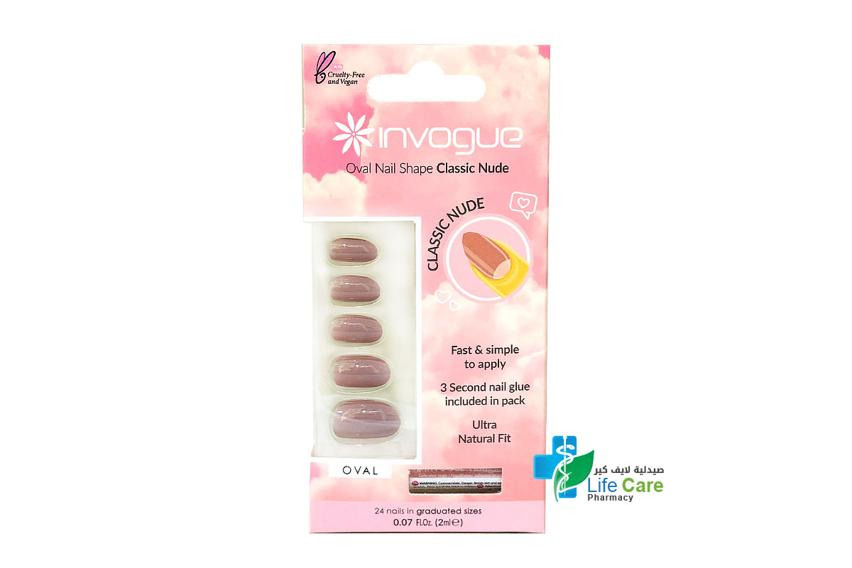 INVOGUE CLASSIC NUDE OVAL SHAPE 24 NAILS - Life Care Pharmacy