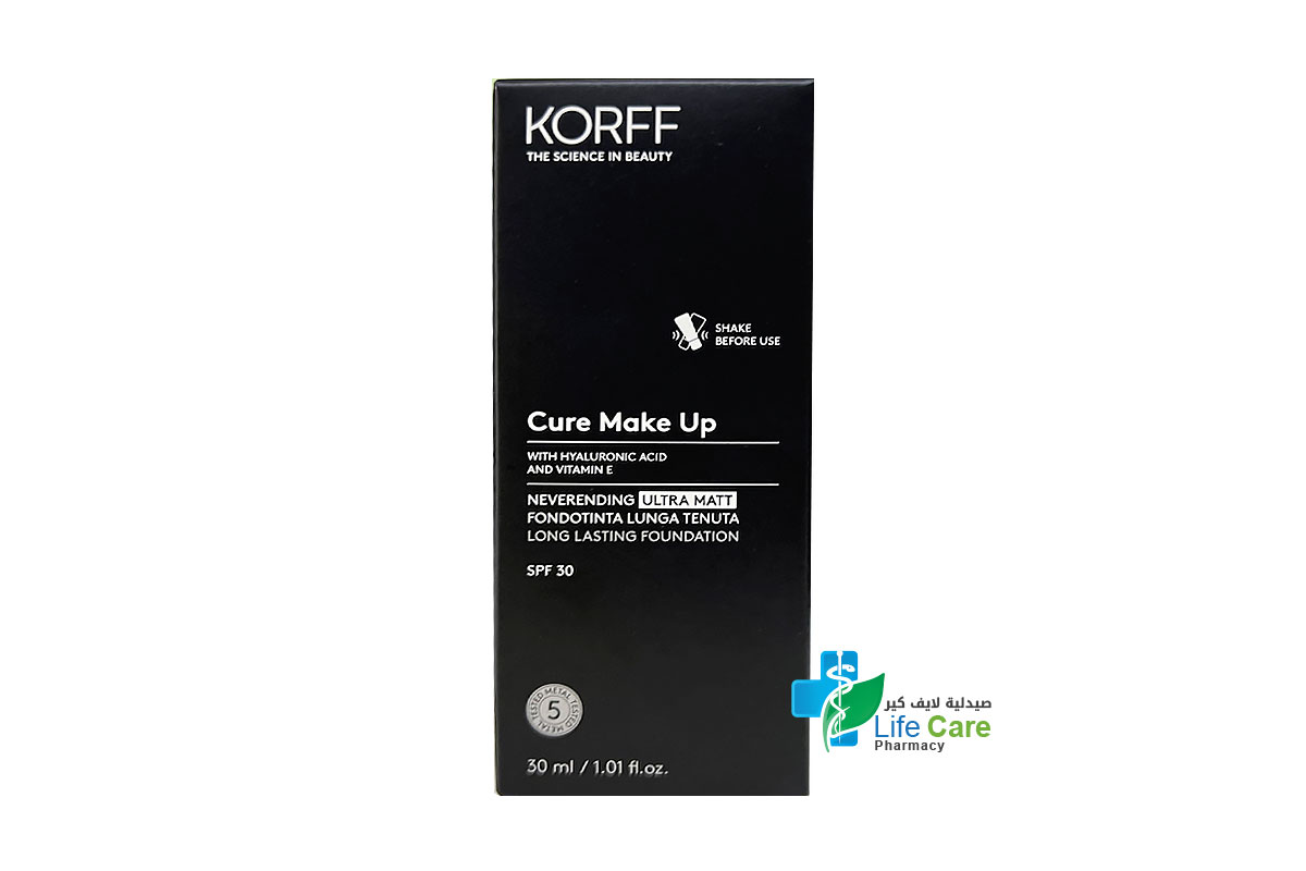 KORFF CURE MAKEUP LONG LASTING FOUND SPF30 - 02 30 ML - Life Care Pharmacy