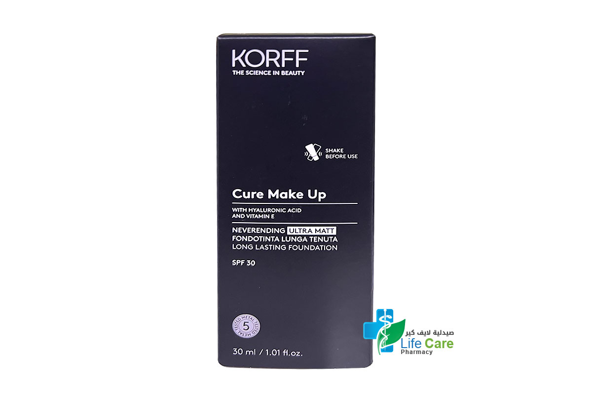 KORFF CURE MAKEUP LONG LASTING FOUNDATION SPF30 - 03 - 30 ML - Life Care Pharmacy