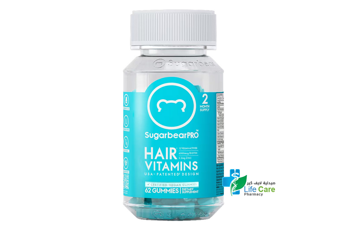 SUGARBEAR PRO HAIR VITAMINS 62 GUMMIES - Life Care Pharmacy