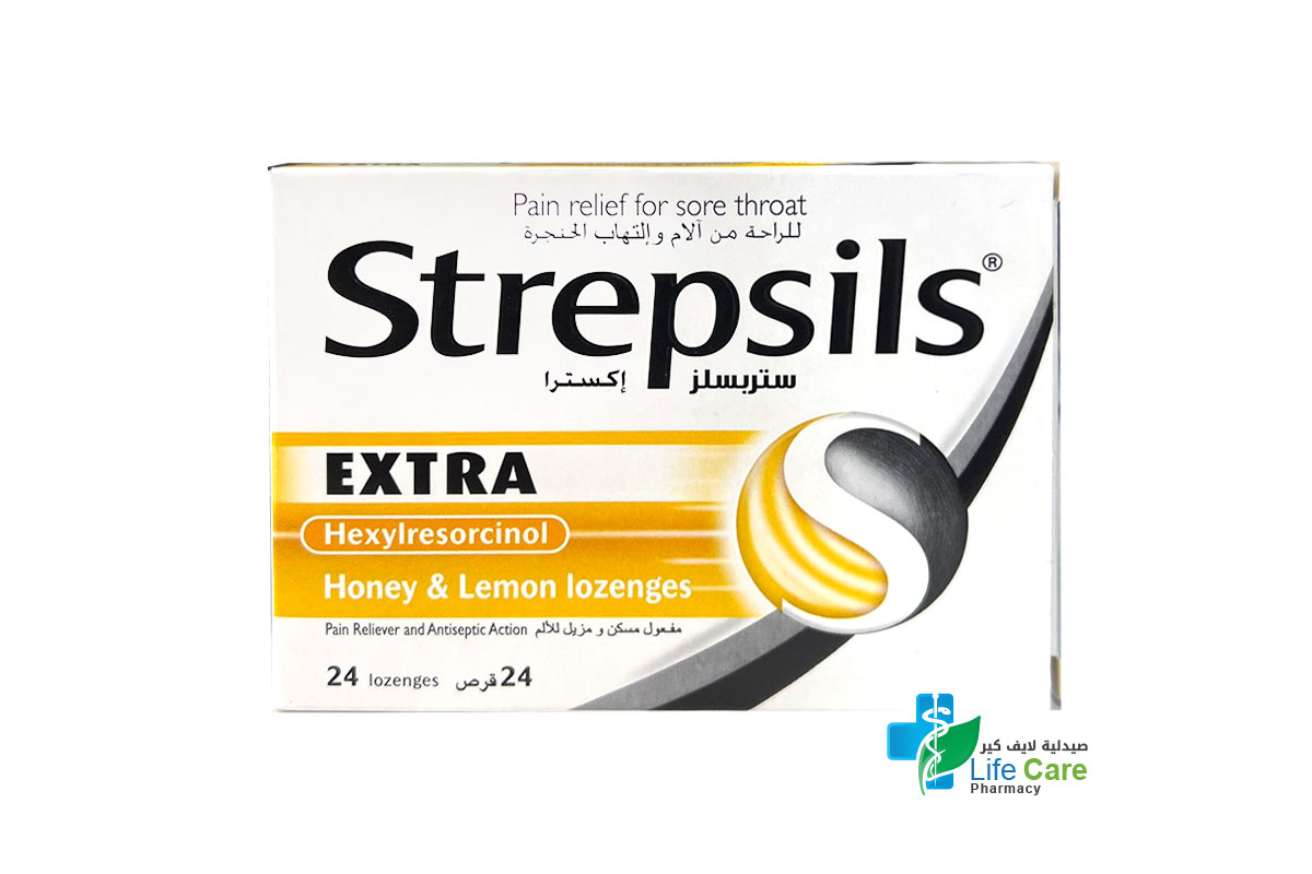 STREPSILS EXTRA HONEY AND LEMON 24 LOZENGES - Life Care Pharmacy