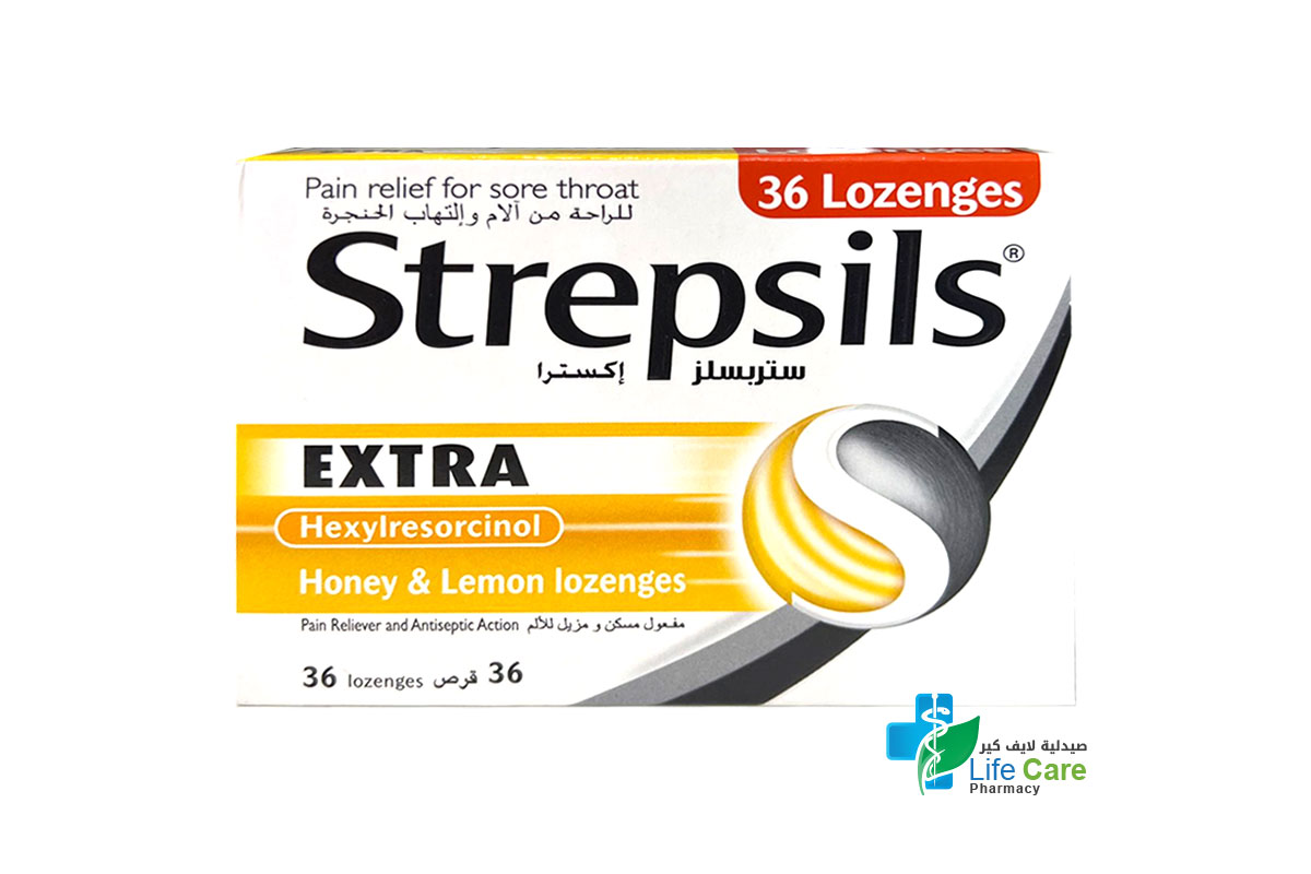 STREPSILS EXTRA HONEY AND LEMON 36 LOZENGES - Life Care Pharmacy