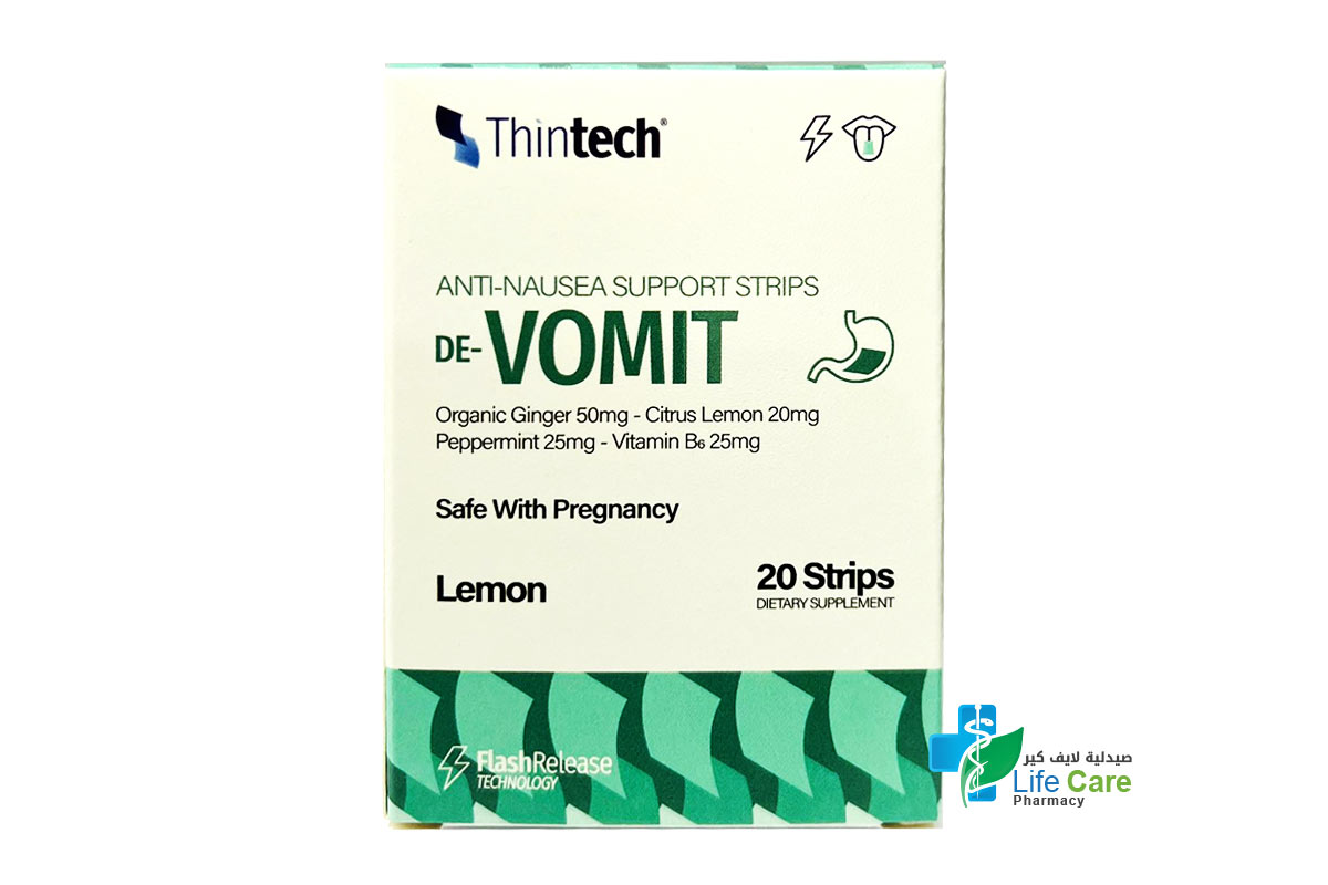 THINTECH DE-VOMIT LEMON FLAVOR 20 ORAL STRIPS - Life Care Pharmacy
