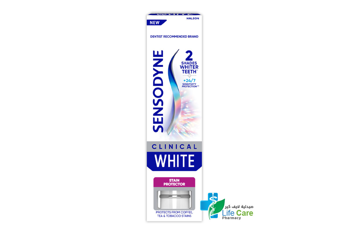 SENSODYNE TOOTHPASTE CLINICAL WHITE STAIN PROTECTOR 75 ML - Life Care Pharmacy