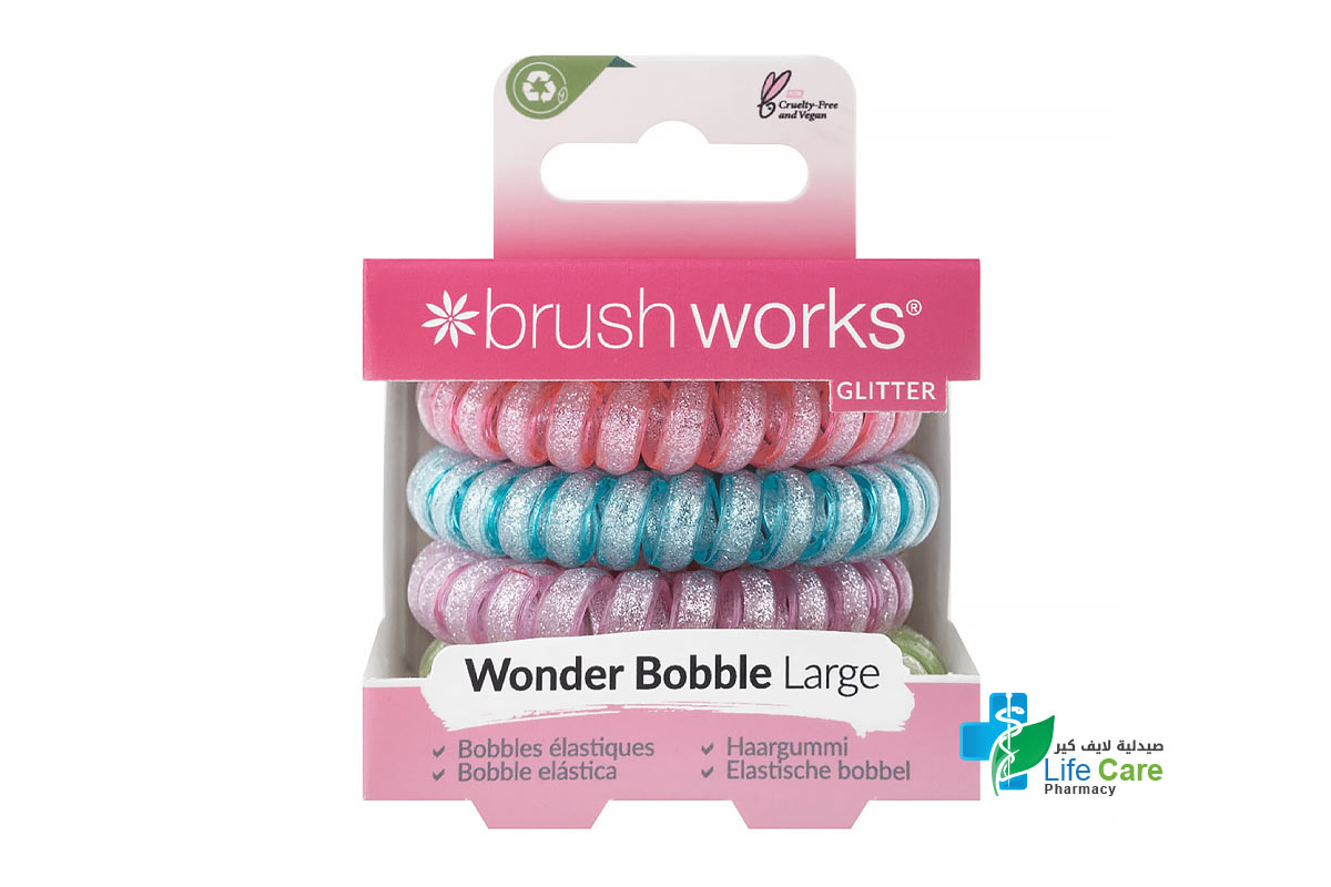 BRUSH WORKS WONDER BOBBLE LARGE GLITTER HAIR ELASTICS 5 PIECES - Life Care Pharmacy