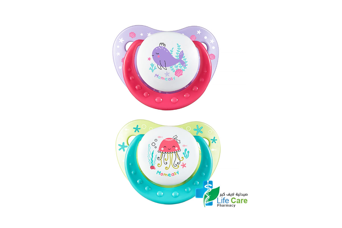 MOMEASY SILICONE PACIFIER 3M+ PINK AND GREEN - Life Care Pharmacy