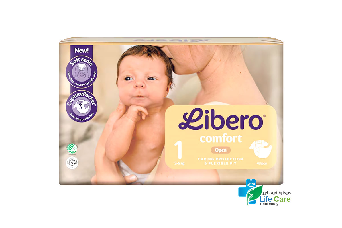 LIBERO COMFORT OPEN NO 1 FROM 2-5KG 43 DIAPERS - Life Care Pharmacy