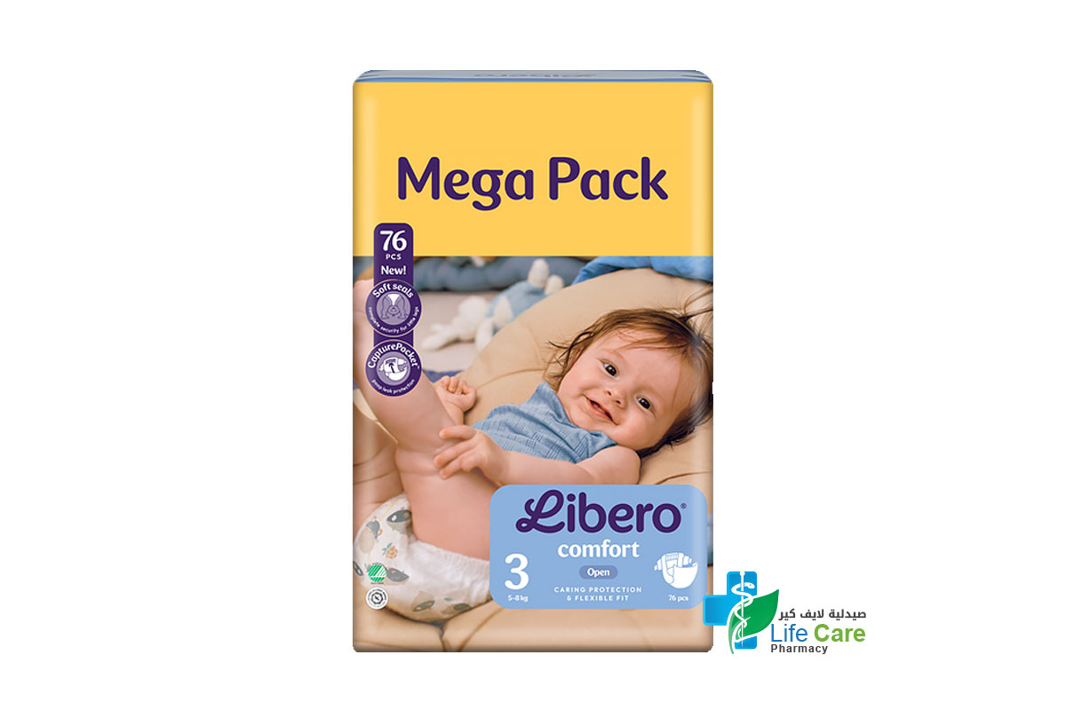 LIBERO COMFORT OPEN NO 3 FROM 5-8KG 76 DIAPERS - Life Care Pharmacy