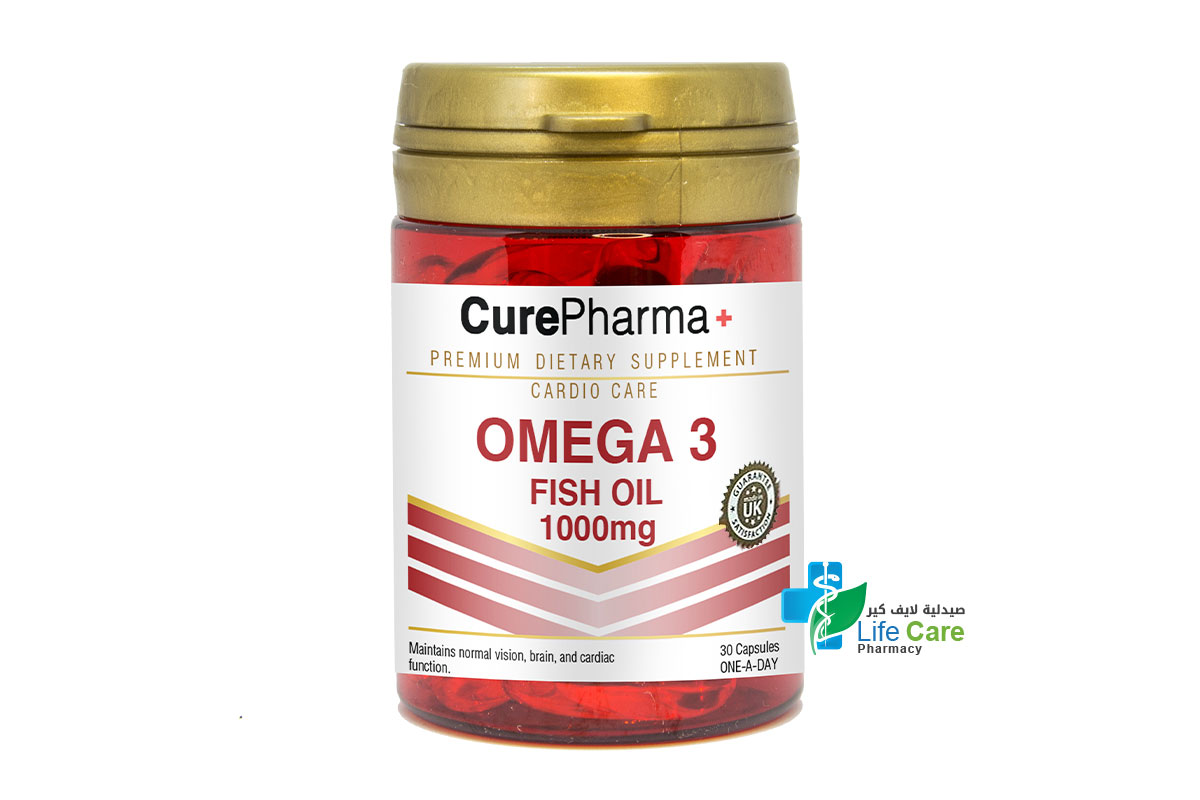 CUREPHARMA OMEGA 3 FISH OIL 1000MG 30 SOFTGEL CAPSULES - Life Care Pharmacy