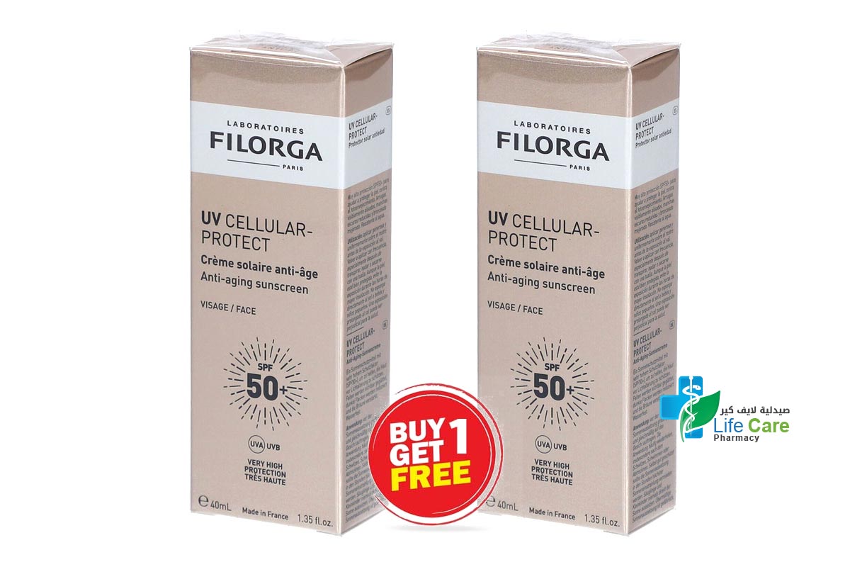 FILORGA UV CELLULAR PROTECT ANTI-AGING SUNSCREEN SPF 50 PLUS FACE CREAM 40 ML - Life Care Pharmacy